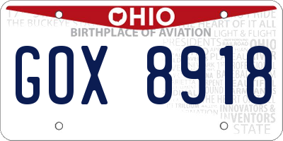 OH license plate GOX8918