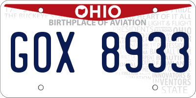 OH license plate GOX8933
