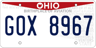 OH license plate GOX8967