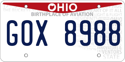 OH license plate GOX8988