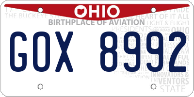 OH license plate GOX8992