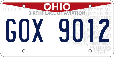 OH license plate GOX9012