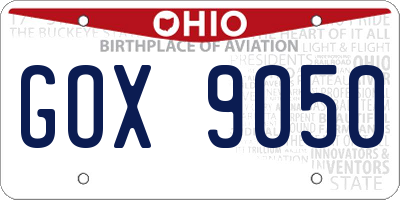 OH license plate GOX9050