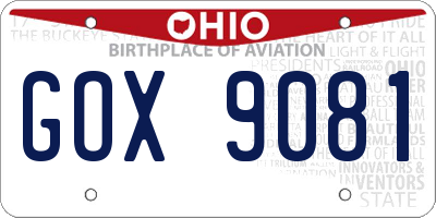 OH license plate GOX9081