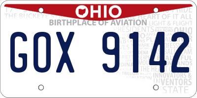 OH license plate GOX9142