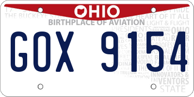 OH license plate GOX9154