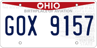 OH license plate GOX9157