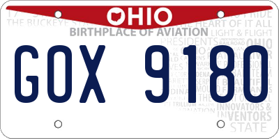 OH license plate GOX9180