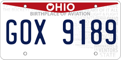 OH license plate GOX9189