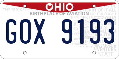 OH license plate GOX9193