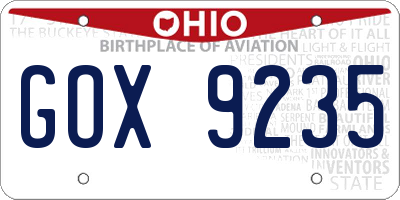 OH license plate GOX9235