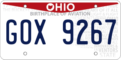 OH license plate GOX9267
