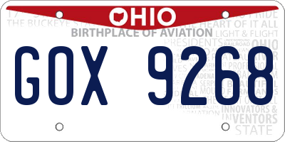 OH license plate GOX9268