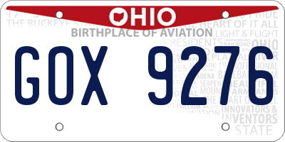 OH license plate GOX9276