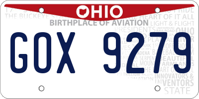 OH license plate GOX9279