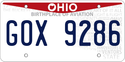 OH license plate GOX9286