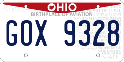 OH license plate GOX9328