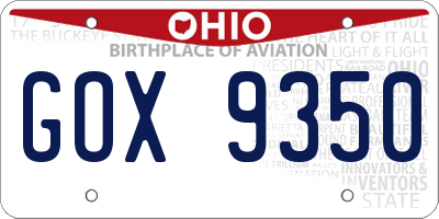 OH license plate GOX9350