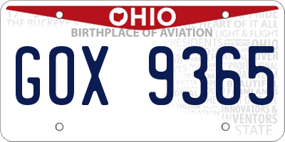 OH license plate GOX9365