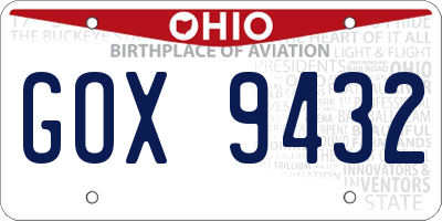 OH license plate GOX9432