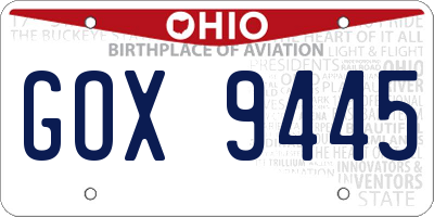 OH license plate GOX9445