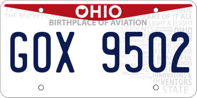 OH license plate GOX9502