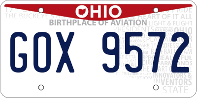 OH license plate GOX9572