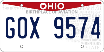 OH license plate GOX9574