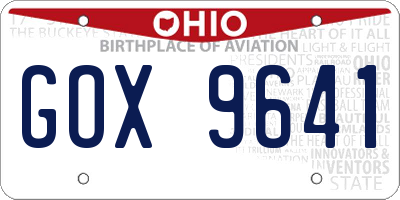 OH license plate GOX9641