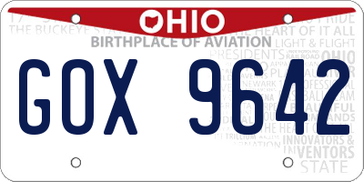 OH license plate GOX9642