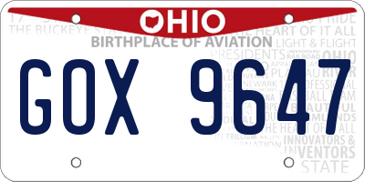 OH license plate GOX9647