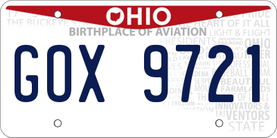 OH license plate GOX9721