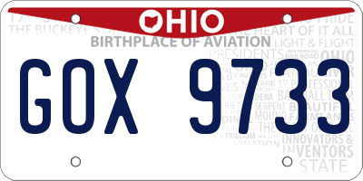 OH license plate GOX9733
