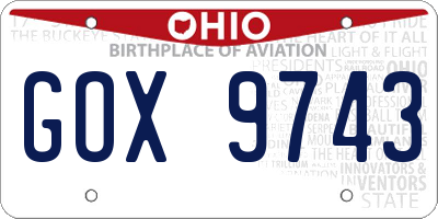 OH license plate GOX9743