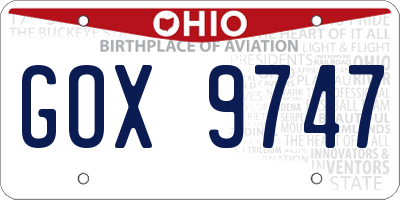 OH license plate GOX9747