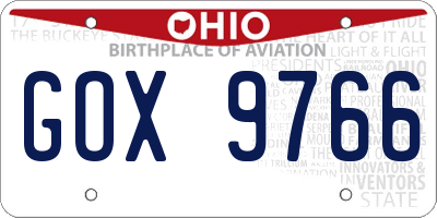OH license plate GOX9766