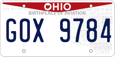 OH license plate GOX9784
