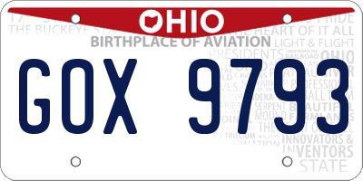 OH license plate GOX9793