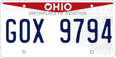 OH license plate GOX9794