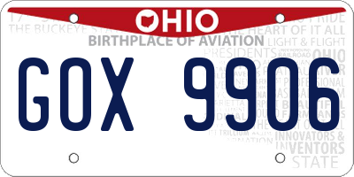 OH license plate GOX9906