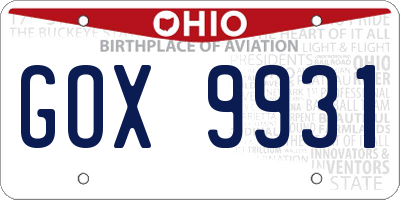 OH license plate GOX9931