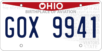 OH license plate GOX9941