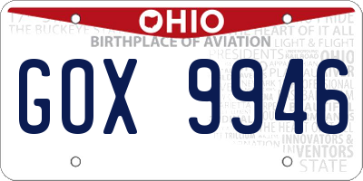 OH license plate GOX9946