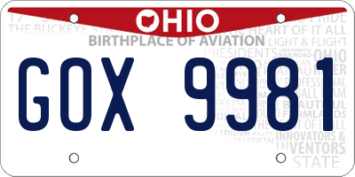 OH license plate GOX9981