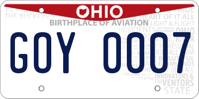 OH license plate GOY0007