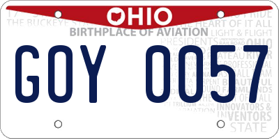 OH license plate GOY0057