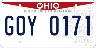 OH license plate GOY0171