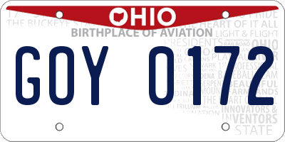 OH license plate GOY0172