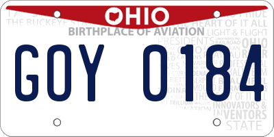 OH license plate GOY0184
