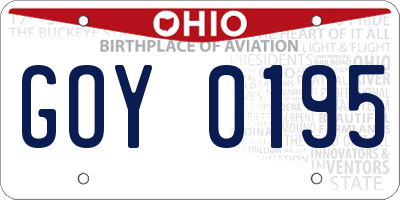 OH license plate GOY0195